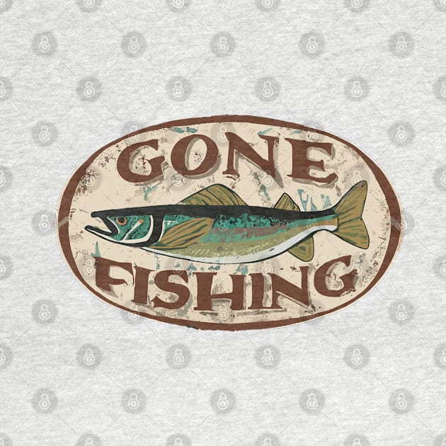 Gone Fishing Distressed Wall Mount Design by TF Brands